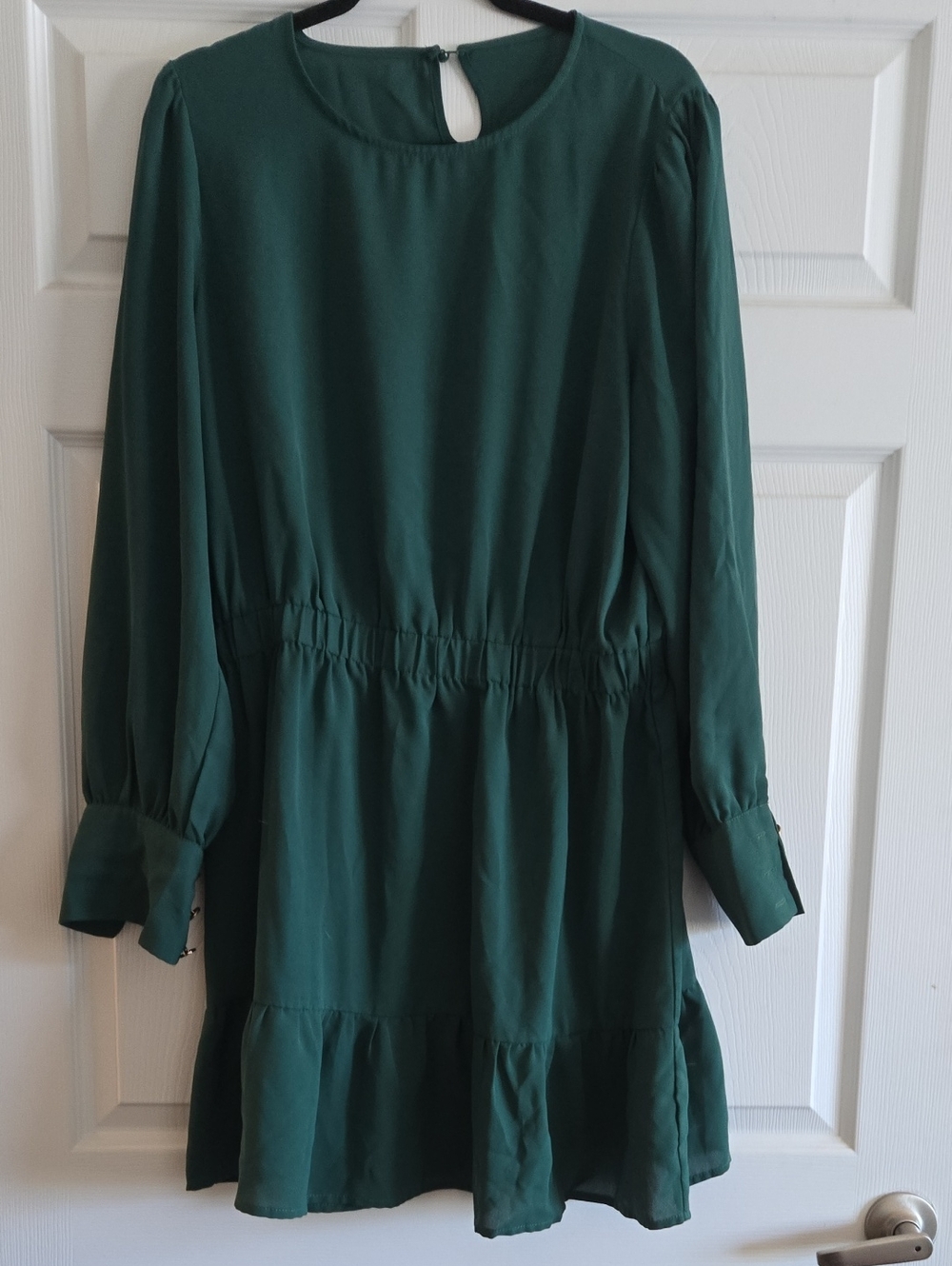 Cupshe Forest Green Long Sleeve Ruffled Hem Dress